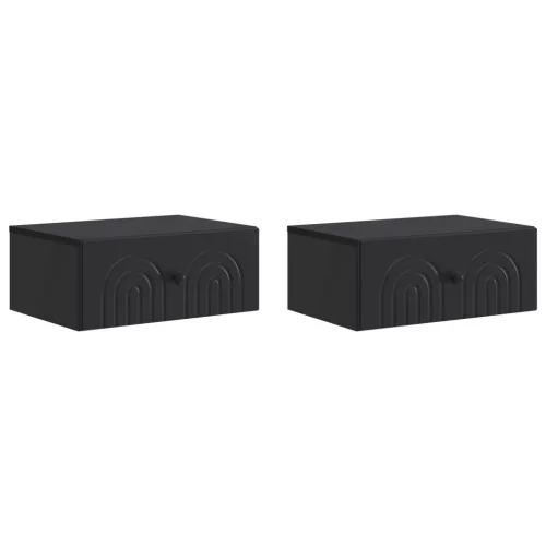 vidaXL Fali éjjeli szekrény 2 pcs Fekete 49 x 34,5 x 20 cm Szerelt Fa
