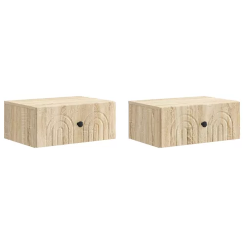 vidaXL Fali éjjeli szekrény 2 pcs Sonoma Tölgy 49 x 34,5 x 20 cm