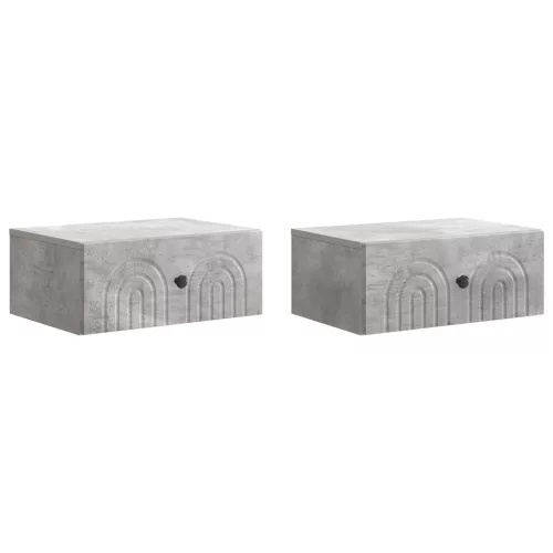 vidaXL Fali éjjeli szekrény 2 pcs Betonszürke 49 x 34,5 x 20 cm