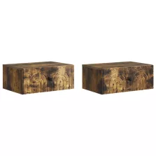  vidaXL Fali éjjeli szekrény 2 pcs Füstös Tölgy 49 x 34,5 x 20 cm