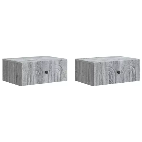 vidaXL Fali éjjeli szekrény 2 pcs Szürke Sonoma 49 x 34,5 x 20 cm