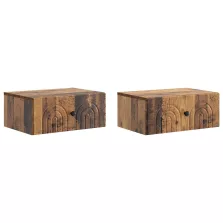   vidaXL Fali éjjeli szekrény fiókkal 2 pcs Antik Fa 49 x 34,5 x 20 cm