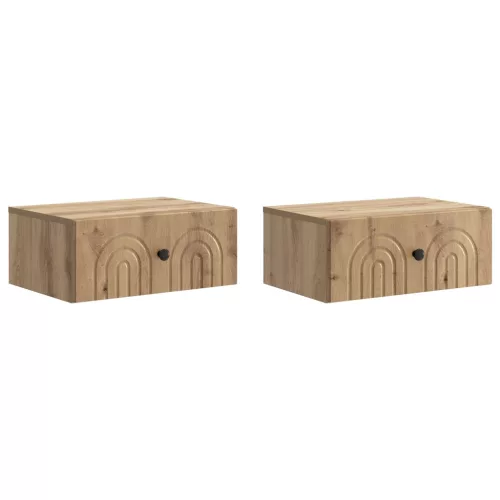vidaXL Fali éjjeli szekrény 2 pcs Kézműves Tölgy 49 x 34,5 x 20 cm
