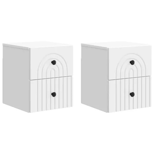 vidaXL Fali éjjeli szekrény 2 pcs Fehér 33 x 34,5 x 40 cm Szerelt Fa