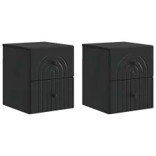   vidaXL Fali éjjeli szekrény 2 pcs Fekete 33 x 34,5 x 40 cm Szerelt Fa