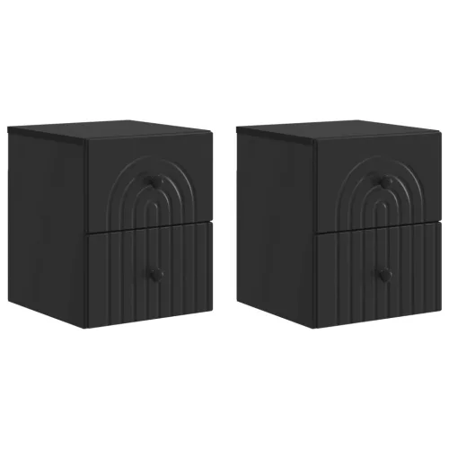 vidaXL Fali éjjeli szekrény 2 pcs Fekete 33 x 34,5 x 40 cm Szerelt Fa
