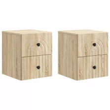   vidaXL Fali éjjeli szekrény 2 pcs Sonoma Tölgy 33 x 34,5 x 40 cm