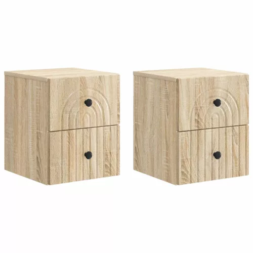 vidaXL Fali éjjeli szekrény 2 pcs Sonoma Tölgy 33 x 34,5 x 40 cm