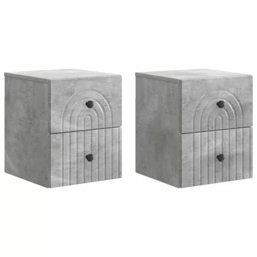vidaXL Fali éjjeli szekrény 2 pcs Betonszürke 33 x 34,5 x 40 cm