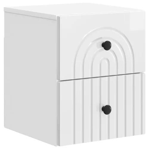 vidaXL Fali éjjeli szekrény fiókkal Magasfényű Fehér 33 x 34,5 x 40 cm