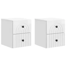   vidaXL Fali éjjeli szekrény 2 pcs Magasfényű Fehér 33 x 34,5 x 40 cm