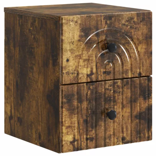 vidaXL Fali éjjeli szekrény Füstös Tölgy 33 x 34,5 x 40 cm Szerelt Fa
