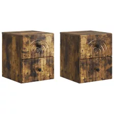   vidaXL Fali éjjeli szekrény 2 pcs Füstös Tölgy 33 x 34,5 x 40 cm