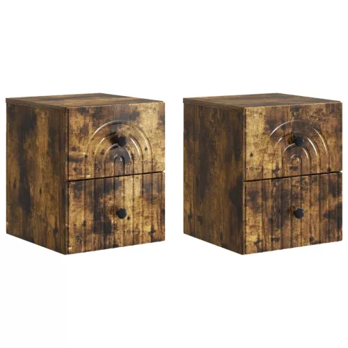 vidaXL Fali éjjeli szekrény 2 pcs Füstös Tölgy 33 x 34,5 x 40 cm