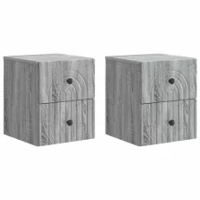   vidaXL Fali éjjeli szekrény 2 pcs Szürke Sonoma 33 x 34,5 x 40 cm