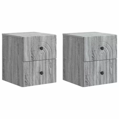 vidaXL Fali éjjeli szekrény 2 pcs Szürke Sonoma 33 x 34,5 x 40 cm