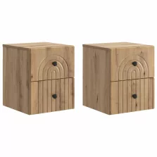   vidaXL Fali éjjeli szekrény 2 pcs Kézműves Tölgy 33 x 34,5 x 40 cm