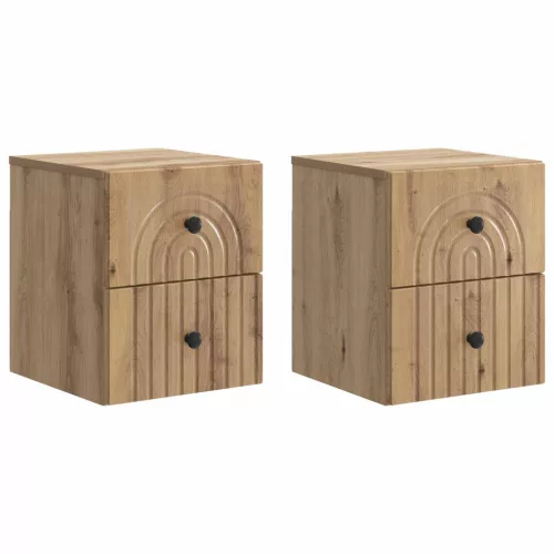 vidaXL Fali éjjeli szekrény 2 pcs Kézműves Tölgy 33 x 34,5 x 40 cm