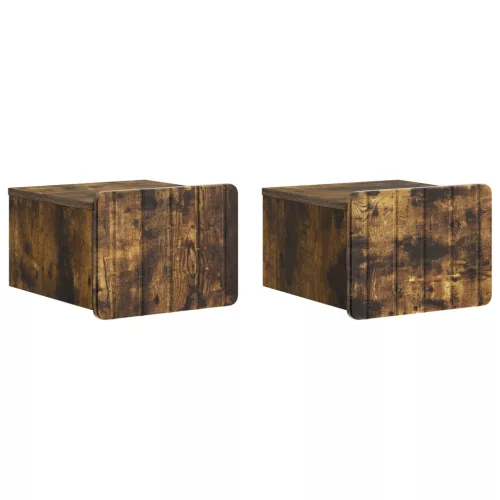 vidaXL Fali éjjeli szekrény 2 pcs Füstös Tölgy 33 x 34,5 x 24 cm