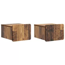   vidaXL Fali éjjeli szekrény fiókkal 2 pcs Antik Fa 33 x 34,5 x 24 cm