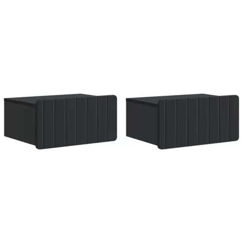 vidaXL Fali éjjeli szekrény 2 pcs Fekete 49 x 34,5 x 24 cm Szerelt Fa