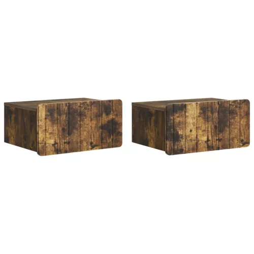 vidaXL Fali éjjeli szekrény 2 pcs Füstös Tölgy 49 x 34,5 x 24 cm