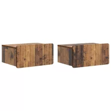   vidaXL Fali éjjeli szekrény fiókkal 2 pcs Antik Fa 49 x 34,5 x 24 cm