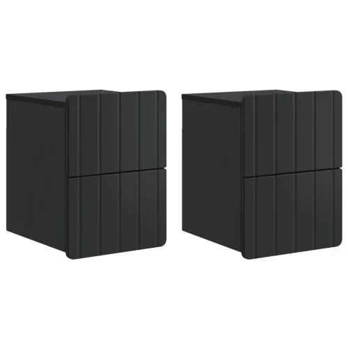 vidaXL Fali éjjeli szekrény 2 pcs Fekete 33 x 34,5 x 43 cm Szerelt Fa