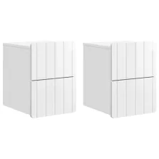   vidaXL Fali éjjeli szekrény 2 pcs Magasfényű Fehér 33 x 34,5 x 43 cm