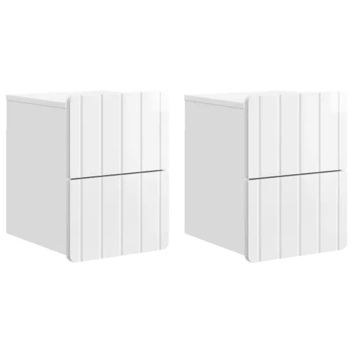 vidaXL Fali éjjeli szekrény 2 pcs Magasfényű Fehér 33 x 34,5 x 43 cm