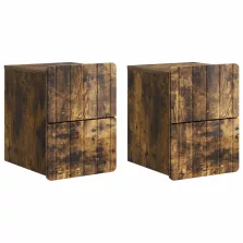   vidaXL Fali éjjeli szekrény 2 pcs Füstös Tölgy 33 x 34,5 x 43 cm