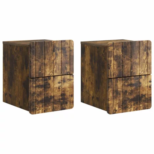 vidaXL Fali éjjeli szekrény 2 pcs Füstös Tölgy 33 x 34,5 x 43 cm