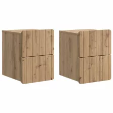   vidaXL Fali éjjeli szekrény 2 pcs Kézműves Tölgy 33 x 34,5 x 43 cm