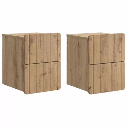 vidaXL Fali éjjeli szekrény 2 pcs Kézműves Tölgy 33 x 34,5 x 43 cm