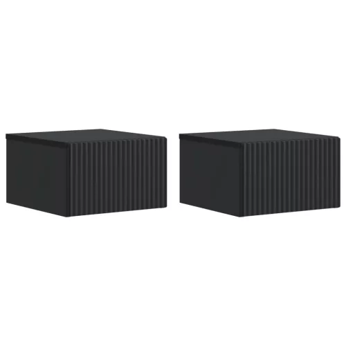 vidaXL Fali éjjeli szekrény 2 pcs Fekete 33 x 34,5 x 20 cm Szerelt Fa
