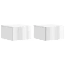   vidaXL Fali éjjeli szekrény 2 pcs Magasfényű Fehér 33 x 34,5 x 20 cm