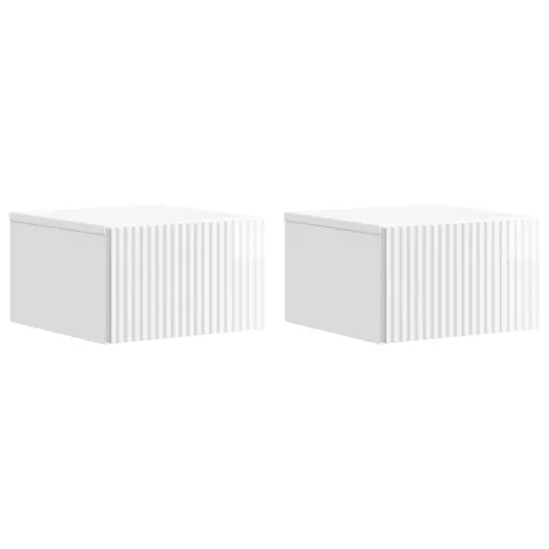 vidaXL Fali éjjeli szekrény 2 pcs Magasfényű Fehér 33 x 34,5 x 20 cm