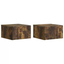   vidaXL Fali éjjeli szekrény 2 pcs Füstös Tölgy 33 x 34,5 x 20 cm