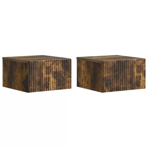 vidaXL Fali éjjeli szekrény 2 pcs Füstös Tölgy 33 x 34,5 x 20 cm