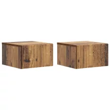   vidaXL Fali éjjeli szekrény fiókkal 2 pcs Antik Fa 33 x 34,5 x 20 cm