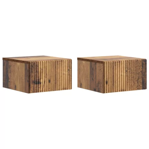vidaXL Fali éjjeli szekrény fiókkal 2 pcs Antik Fa 33 x 34,5 x 20 cm