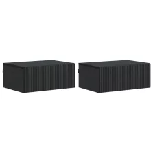   vidaXL Fali éjjeli szekrény 2 pcs Fekete 49 x 34,5 x 20 cm Szerelt Fa
