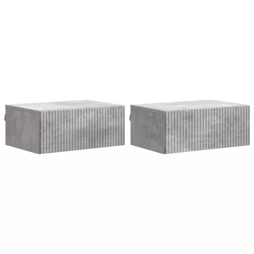 vidaXL Fali éjjeli szekrény 2 pcs Betonszürke 49 x 34,5 x 20 cm