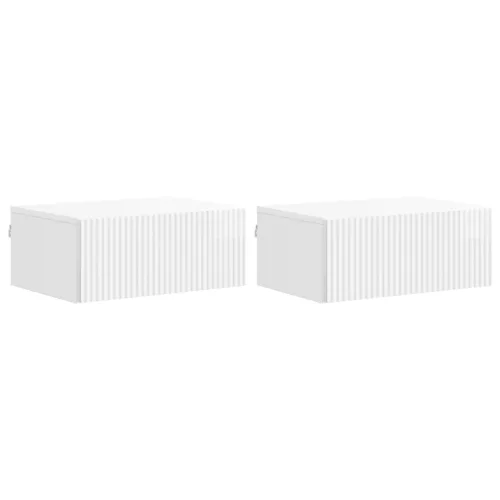 vidaXL Fali éjjeli szekrény 2 pcs Magasfényű Fehér 49 x 34,5 x 20 cm