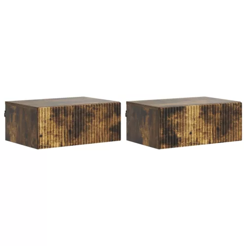 vidaXL Fali éjjeli szekrény 2 pcs Füstös Tölgy 49 x 34,5 x 20 cm
