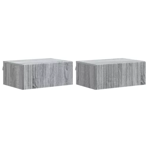 vidaXL Fali éjjeli szekrény 2 pcs Szürke Sonoma 49 x 34,5 x 20 cm