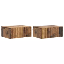   vidaXL Fali éjjeli szekrény fiókkal 2 pcs Antik Fa 49 x 34,5 x 20 cm
