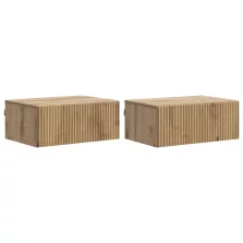   vidaXL Fali éjjeli szekrény 2 pcs Kézműves Tölgy 49 x 34,5 x 20 cm
