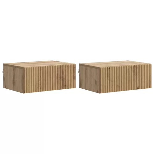 vidaXL Fali éjjeli szekrény 2 pcs Kézműves Tölgy 49 x 34,5 x 20 cm