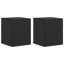   vidaXL Fali éjjeli szekrény 2 pcs Fekete 33 x 34,5 x 40 cm Szerelt Fa